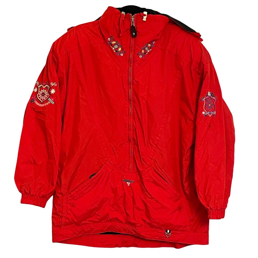 Obermeyer Red Pullover Ski Jacket Scarlett Embroidered Snowflake Alpine Size M